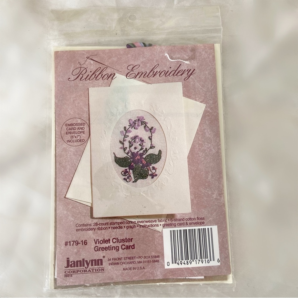 Vintage Janlynn ribbon embroidery DIY kit deadstock crewel sealed new